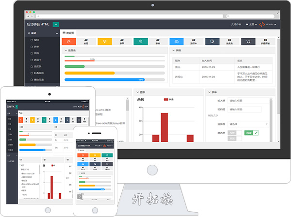 网站后台管理系统管理网页模板 效果图